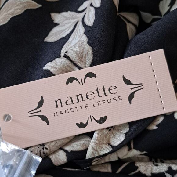 NWT NANETTE LEPORE high/low black cream multi print dress, sz 10, $138.00 - Picture 5 of 5